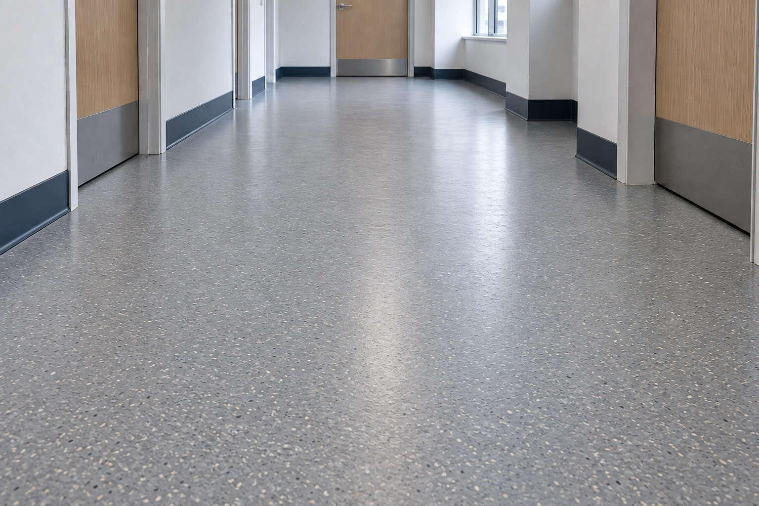 AI illustration: the same vinyl floor with a clean satin finish